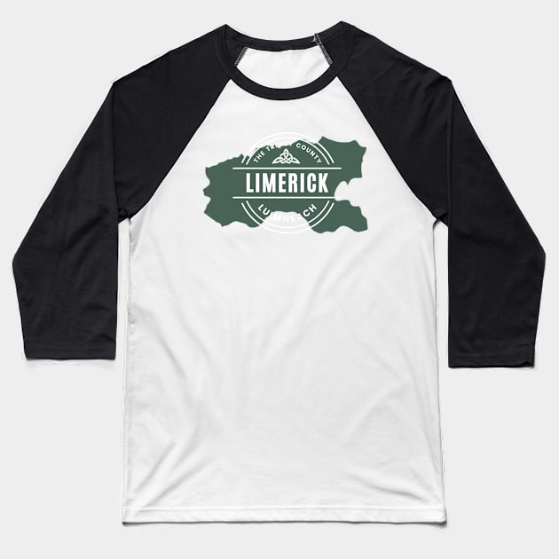 County Limerick Map Baseball T-Shirt by TrueCelt